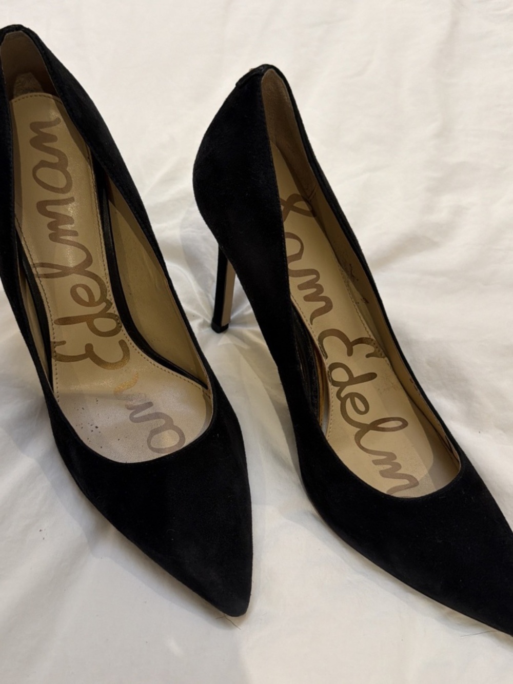 Sam Edelman Women's Black Suede Pointed Toe Stiletto Pump Heels US 9 Slip-On